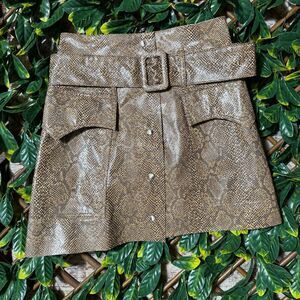 Nanushka Brown Belted Snakeskin Mini Skirt Size XS